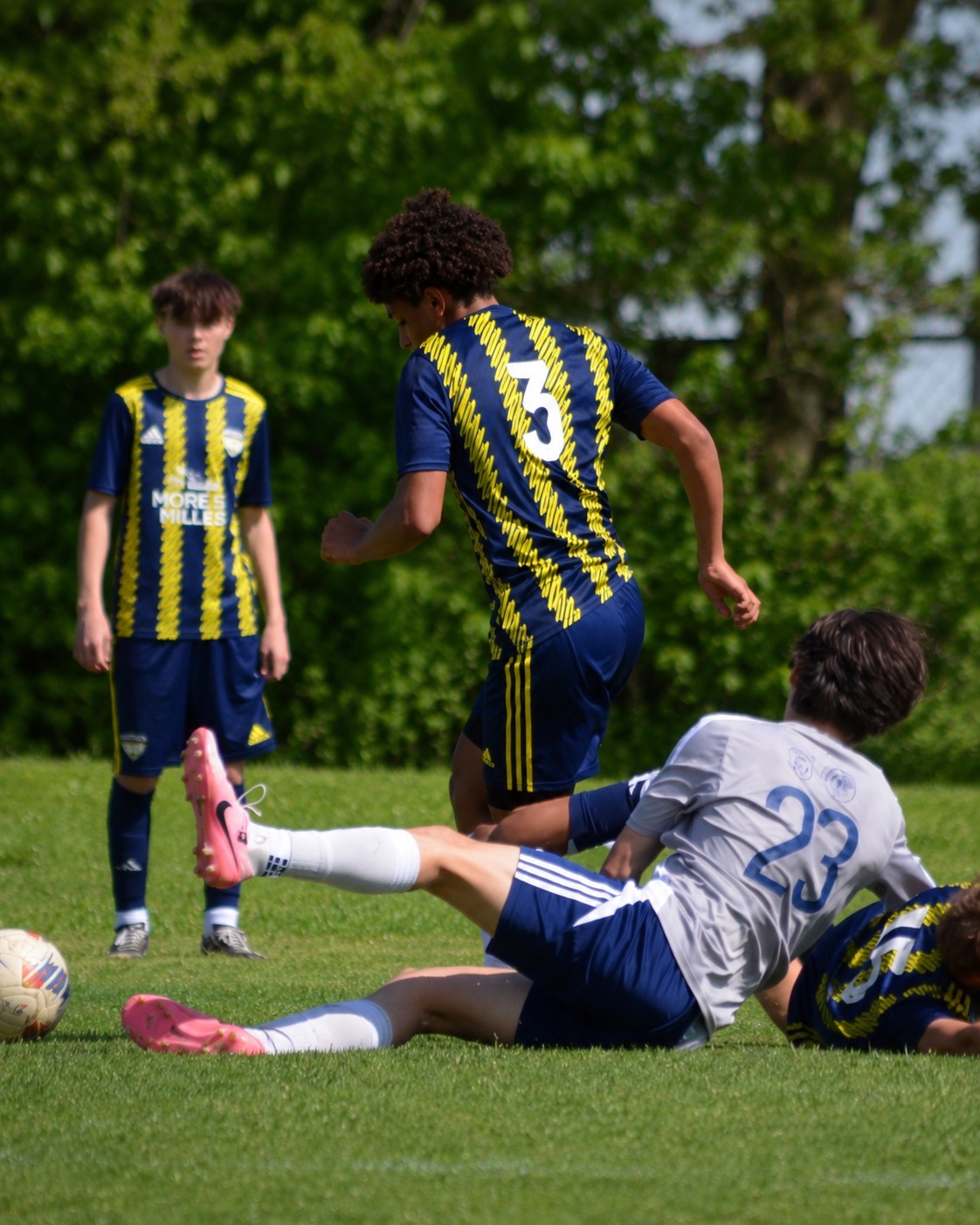 Ibrahim Mahmoud stepping past a challenge for Sporting Southern Indiana